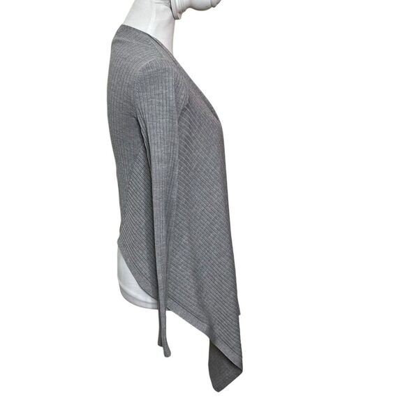 Athleta Solstice Wrap Merino Wool Ribbed Draped Gray Cardigan Sweater Size XXS - Picture 5 of 11
